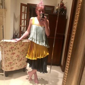 Anthropologie Pleated Colorblocked Dress